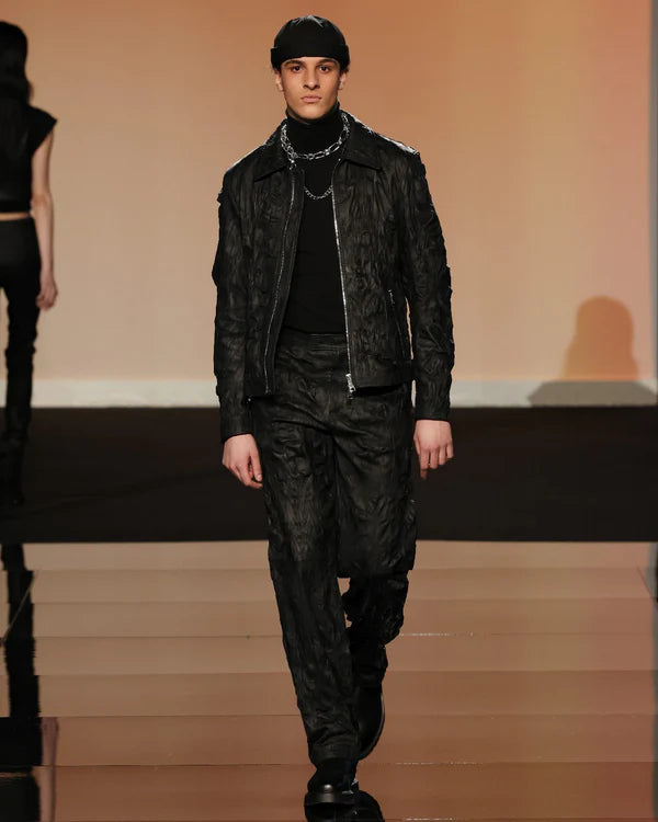 Wrinkled Leather Biker Trousers - Cassell - Jacket.