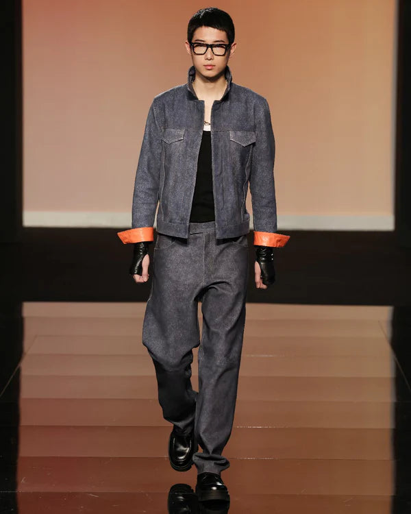 Denim Leather Trousers - Cassell - Pants.