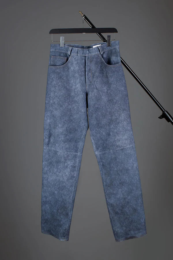 Denim Leather Trousers - Cassell - Pants.