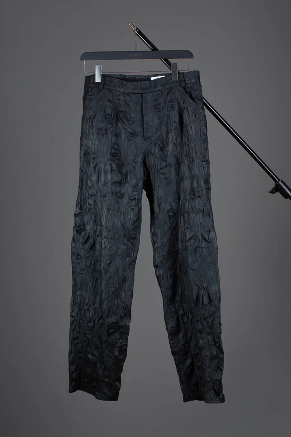 Wrinkled Leather Biker Trousers